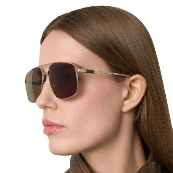 Gucci Men NAVIGATOR Sunglasses Gold Brown Aviator GG1676S 002 BRAND NEW - Picture 12 of 13